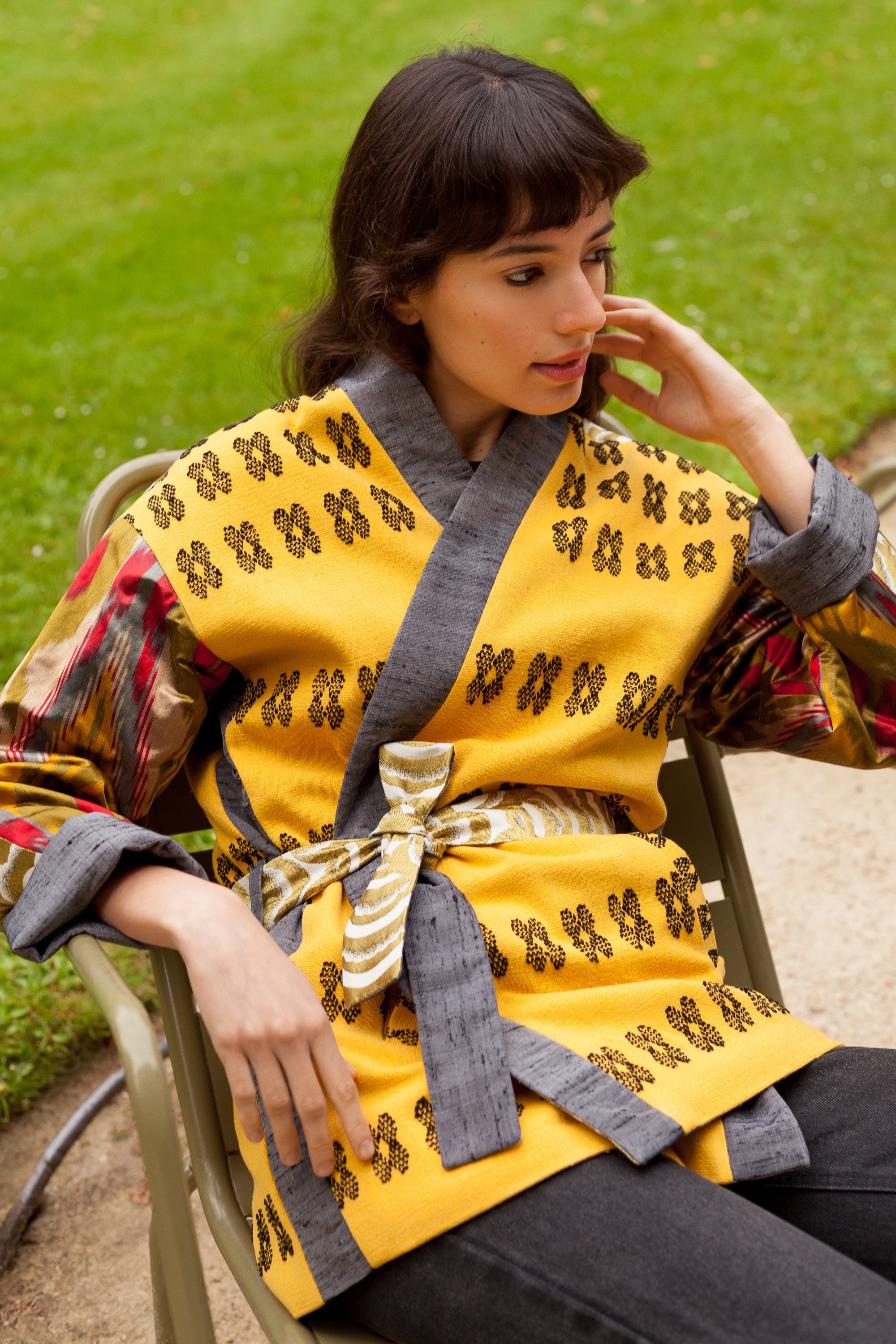 maison-mitla-handwoven-women-Jacket-kimono-silk-cotton-saffron-yellow-6