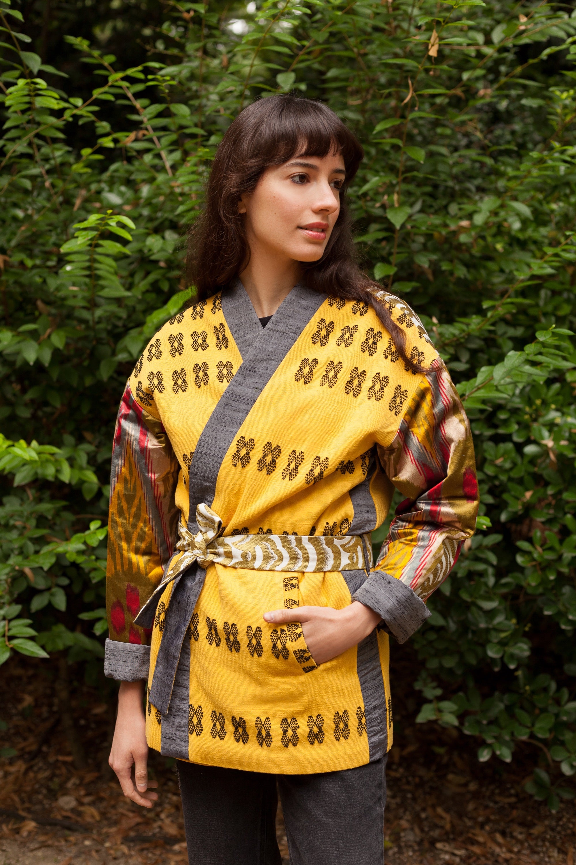 maison-mitla-handwoven-women-Jacket-kimono-silk-cotton-saffron-yellow-5