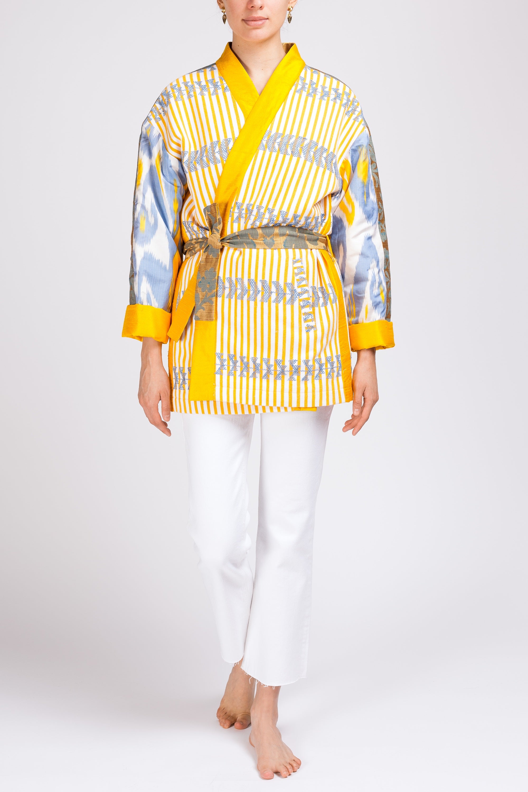 maison-mitla-handwoven-women-Jacket-kimono-silk-cotton-yellow-1